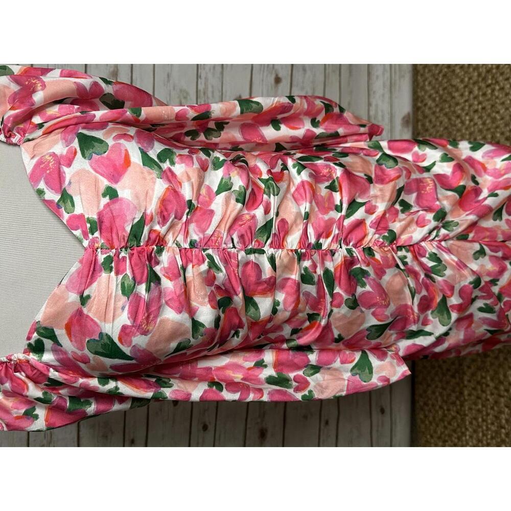 MOTF pink/multicolored heart floral sweetheart neckline maxi dress Size Large - Picture 4 of 9